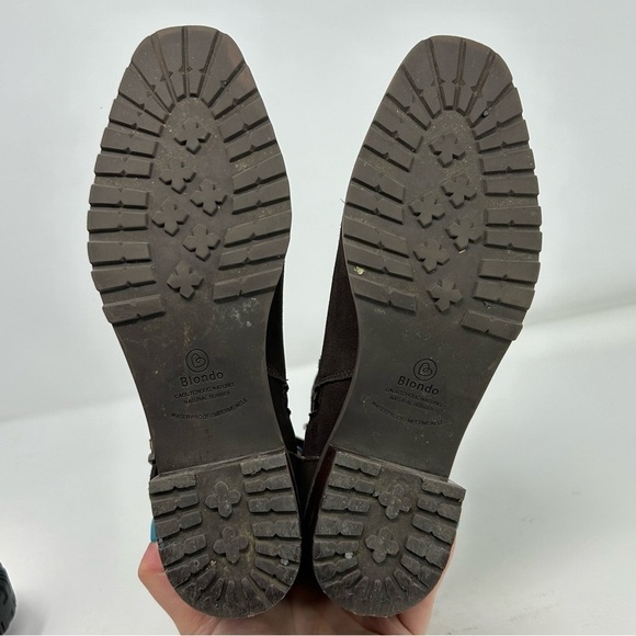 Blondo Chocolate Brown Waterproof Leather Ankle Boots Size 7.5 with Buckles - Picture 9 of 16